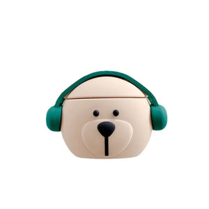 Cute Music Bear Wearing Headphones Silicone Earphone Box For Apple AirPods Pro 3 2 1 series