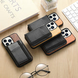 Magnetic Wallet Wood Case for iPhone 14 13 12 series