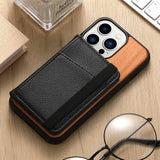 Magnetic Wallet Wood Case for iPhone 14 13 12 series