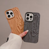 Wooden Grain Texture Solid Color Shockproof Soft Case For iPhone 14 13 12 series