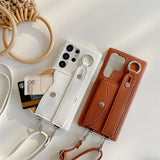 Wrist Strap Crossbody Wallet Leather Case For Samsung Galaxy S23 S22 S21 series