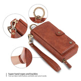 Cards Slot Leather Zipper Wallet Case With Wristband Ring Holder For Samsung S23 S22 S21 Ultra Plus