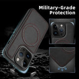 Premium Leather Business Military-Grade Armor Magnetic Wireless Ring Magsafe Case for iPhone 15 14 series