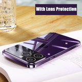 Luxury Plating Glass-Like Protection Lens Transparent Case for iPhone 14 13 12 Series