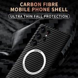 Ultra Thin Magsafe Magnetic Wireless Charging Carbon Fiber Case For Samsung Galaxy S23 Ultra Plus