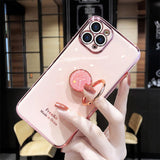Luxury Soft Silicone Stand Ring Holder Case With Finger Ring For iPhone 12 11 Series
