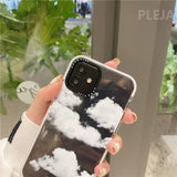 Cute Clouds Moon Thick Border Transparent Soft Cover Case For iphone 12 11 Series
