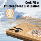 Japanese Wood Grain Label Soft Cork Fiber Cooling Case For iPhone 13 12 Series