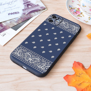 Bandana Blue Paisley Soft Silicone Matte Case For iPhone 12 11 Pro Max