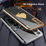 Plated 9H Ceramics Tempered Glass Full Protect Marble Case for Samsung Galaxy S21 Series