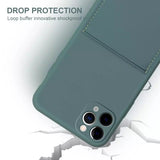 Luxury Square Edge Soft Liquid Silicone Credit Card Holder Case For IPhone 12 11 Pro Max