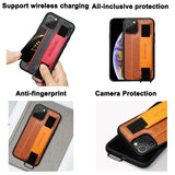 PU Leather Bracket Wristband Card Holder Full Cover Lanyard Case for iPhone 12 Series