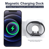 15W Qi Wireless Magnetic 2 in 1 Foldable Fast Charger for iPhone 12 11 Airpods Apple Watch