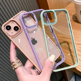 Luxury Transparent Shockproof Metal Camera Protection Candy Soft Frame Case for iPhone 13 12 11 Pro Max Mini