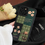 Retro Flower Grid Case for iPhone 13 12 11 series