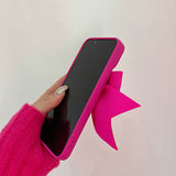 Fluorescence 3D Bow Matte Silicone Camera Protection Case for iPhone 13 12 11 Pro Max Mini