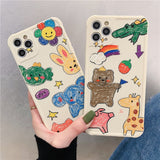 Cute Bear Cartoon Rabbit Animal Phone Case For iphone 12 11 Series