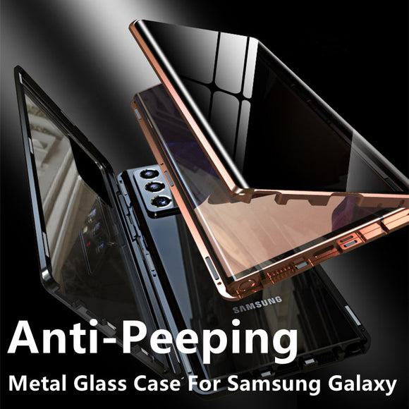 Anti Peeping 360 Full Protection Metal Magnetic Case For Samsung Galaxy S22 Note 20 S21 S20 Ultra Plus