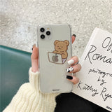 Funny Cute Cartoon Bear Clear Phone Case For iphone 12 11 Series