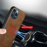 Luxury High Quality Car Magnetic Silicone Soft Shockproof PU Leather Phone Case For iPhone 12 11 Series