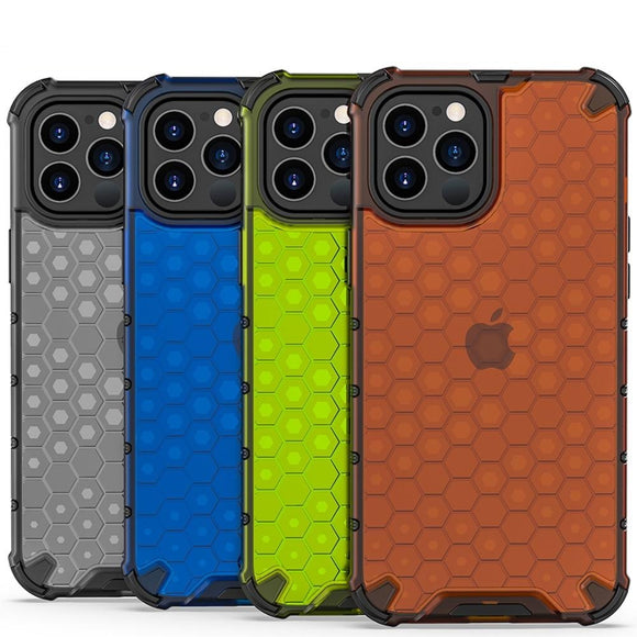 Transparent Shockproof Half Clear Honeycomb Phone Case for iPhone 12 Series