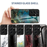 Gradient Marble Tempered Glass Fashion Back Cover Protective Case For Samsung Galaxy S21 S20 Note 20 Series