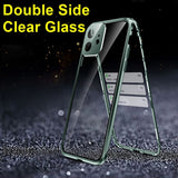 Double Sided Glass Magnetic Metal Phone Case With Camera Lens Protection Magnet Cover| For iPhone 13 12 11 Series