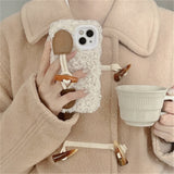 Autumn and Winter Plush Horn Buckle Phone Case for iPhone 13 Series