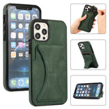 Luxury Card Slot Bracket Leather Case For iPhone 13 12 11 Series