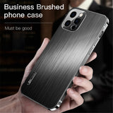 Stainless Frame Brushed Acrylic Shockproof Armor Case For iPhone 13 12 Series