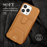 Fashion Card Slot Leather Magnetic Kickstand Holder Shockproof Magsafe Case For iPhone 13 Pro Max Mini