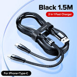 Super Durable 3 in 1 USB Fast Charging Cable 1.5M For iPhone Samsung Huawei