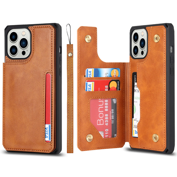 Flip Leather Wallet Credit Card Holder Strap Case for iPhone 13 12 11 Pro Max