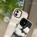 Cute Clouds Moon Thick Border Transparent Soft Cover Case For iphone 12 11 Series