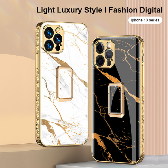 Kickstand Plating Glass Patterned Fashion Waterproof for iPhone 13 series