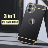 Luxury Plating 3 in 1 Matte Hard Back Case For iPhone 13 12 series