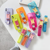 Cool Wrist Crossbody Lanyard Fluorescence Silicone Phone Case for iPhone 12 11 Series