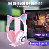 Led Flash Cute Cat Ears Wireless Headphone
