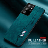 Leather Texture Back Cover Soft Silicone Frame Shockproof Case for Samsung Galaxy S21 S20 Series
