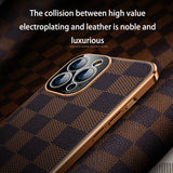 Luxury Carbon Fiber Leather Camera Protection Case for iPhone 13 12 11 Pro Max Mini