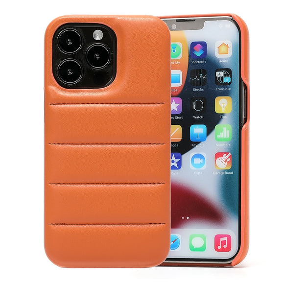 Fashion Down Jacket Leather Buffer Case Shockproof Case For iPhone 13 12 series