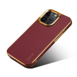 Luxury Leather Electroplated Camera Bumper Shockproof Case For iPhone 15 14 13 12 Series