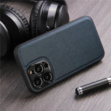 Solid Color PU Leather Camera Protection Case for iPhone 13 12 11 Series