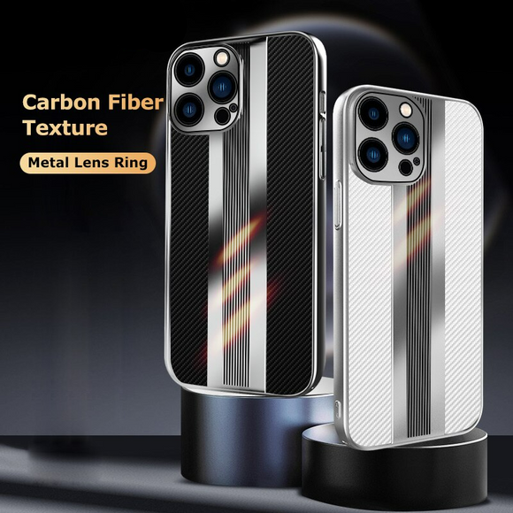 Metal Lens Protection Luxury Carbon Fiber Pattern Shockproof Case for iPhone 13 12 11 Pro Max