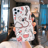 Medicine Doctor Nurse Cartoon Transparent Case for iPhone 12 11 Series