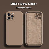 Square Liquid Silicone Full Protection Case For iPhone 12 11 Series
