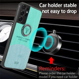 Luxury Shockproof Car Magnetic Ring Holder Canvas Cloth Phone Case For Samsung S21 Series
