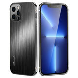 Stainless Frame Brushed Acrylic Shockproof Armor Case For iPhone 13 12 Series