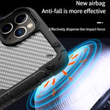 Shockproof Carbon Fiber Case with Wrist Strap For iPhone 12 11 Series