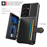 PU Leather Credit Card Holder Flip Wallet for Samsung Galaxy S21 Series